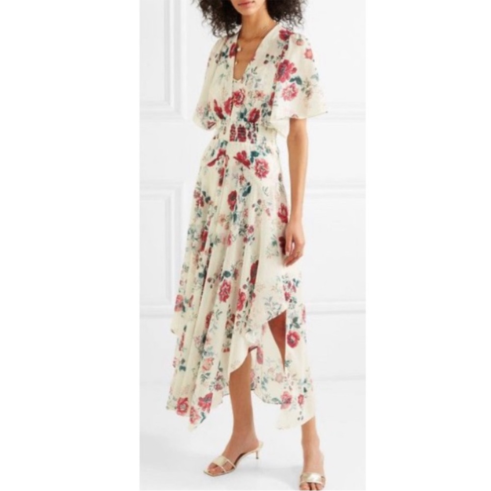 Maje Rachelle Asymmetric Floral Print on Off White size 3 or Small Slit Front - Picture 13 of 13